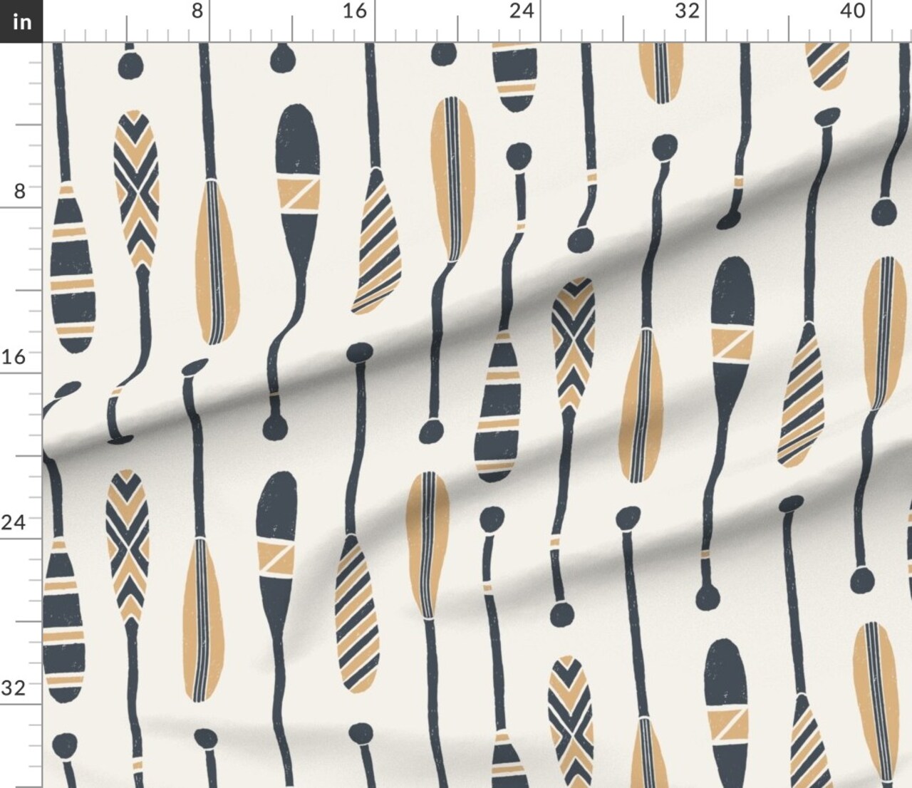 Rustic Canoe Kayak Camping Summer Camp Geometric Paddles Paddle Large Scale Lake House Vacation Home Block Print Cabincore Cabin Lodge Custom Printed Fabric by Spoonflower Various Fabrics by the Yard or Fat Quarter